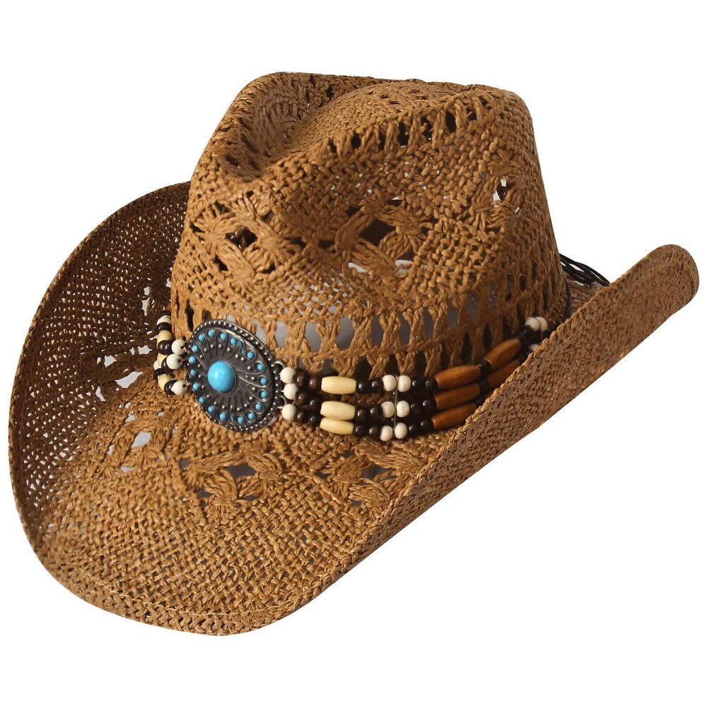1990 Western Cowboy Hat Wide Brim Woven Straw Cowboy Hat Cowgirl Exquisite